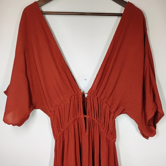Cupshe V Neck Cover Up Dress Rust Orange Pool Beach Vacation Size Medium - Picture 5 of 13